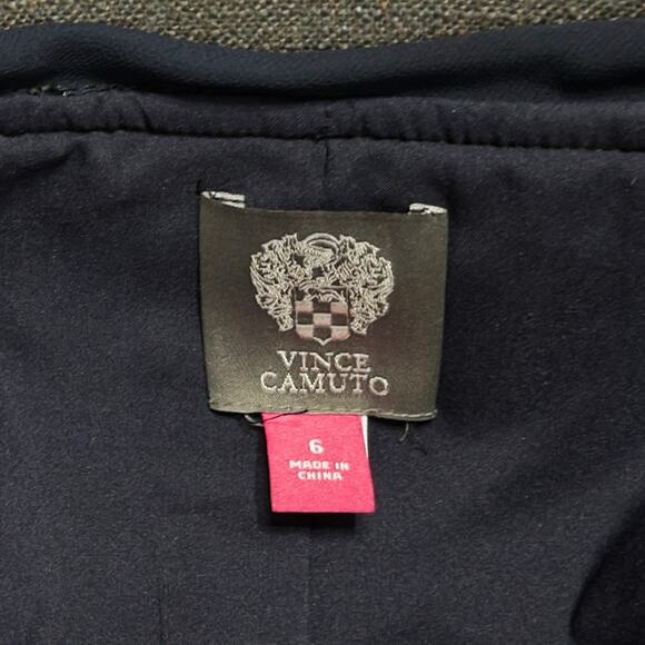 Vince Camuto navy tweed ruffle jacket sz 6 romantic cottagecore Y2K officewear - Picture 3 of 4